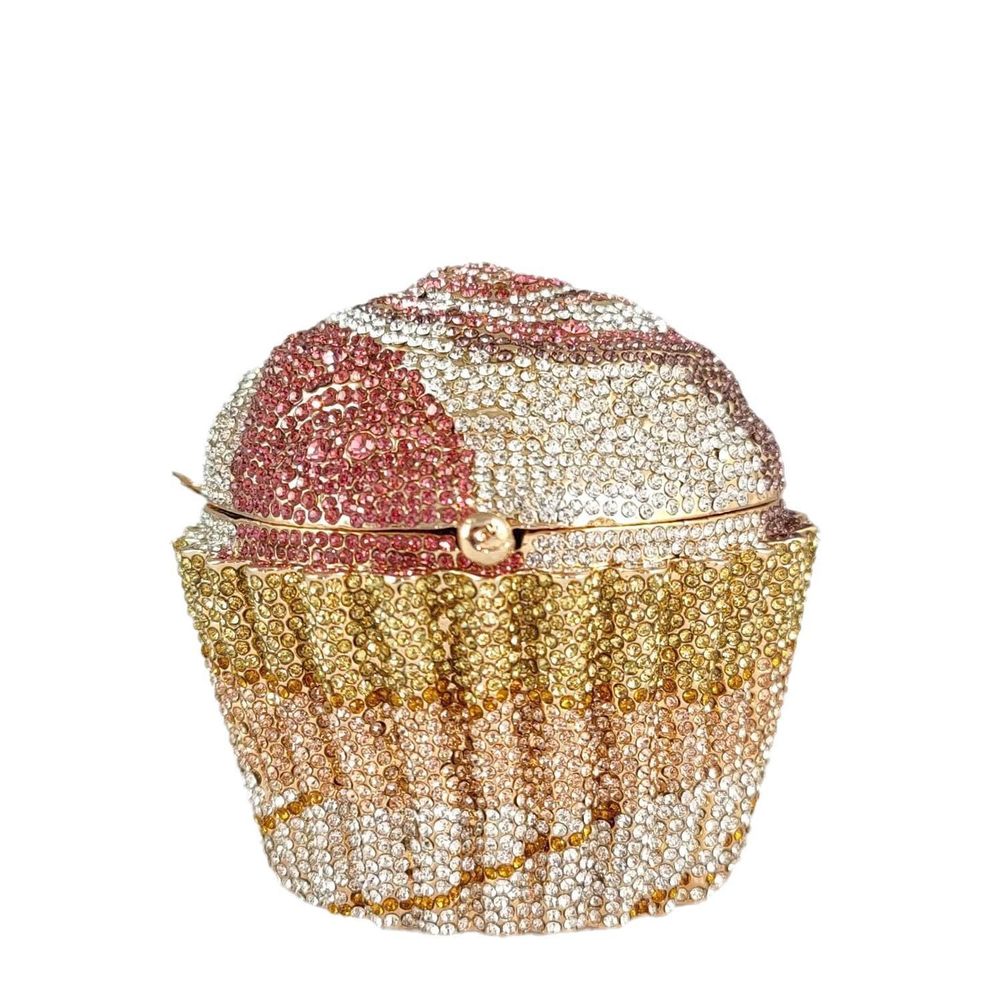 Novelty Cupcake Minaudiere Handbags Evening Bag Party Crystal Clutch ^-^
